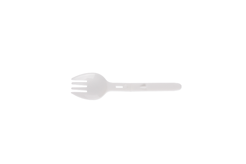 Jednorazové plastové biele skladacie okrúhle Spork veľkosti Mini