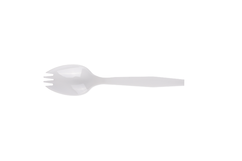 Biela jednorazová plastová dlhá rukoväť Spork